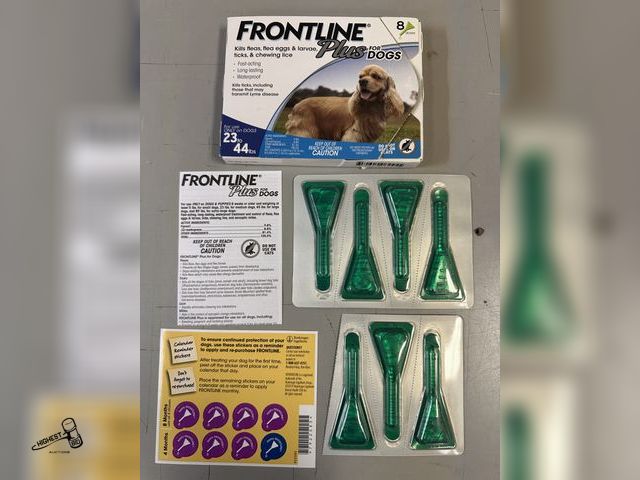 Lot 91-8476 - FRONTLINE PLUS FOR DOGS 23 - 44 LBS - OPEN PACK ONLY 7 DOSES