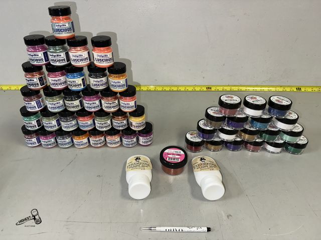 Lot 91-8370 - New 31 BOTTLES OF PIGMENT POWDER SEVERAL COLORS - 18 BOTTLES OF ART GLITTER SEVERAL COLORS - 2 BOTTL...