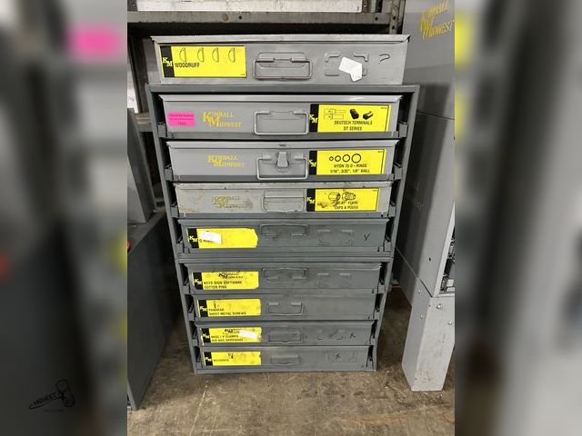 Lot 91-7469 - HEAVY DUTY KIMBALL MIDWEST - 9 DRAWER ORGINIZOR BIN RACK - 33" TALL X 13" DEEP X 20 1/2" WIDE