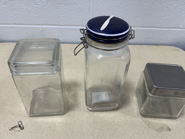 Lot 91-9464 - 3 GLASS CONTAINERS WITH LIDS