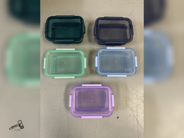 Lot 91-6250 - ELLO MEAL PREP GLASS FOOD STORAGE CONTAINERS - SET OF 5 - BPA FREE - ALL PARTS ARE TOP RACK DISHWASH...