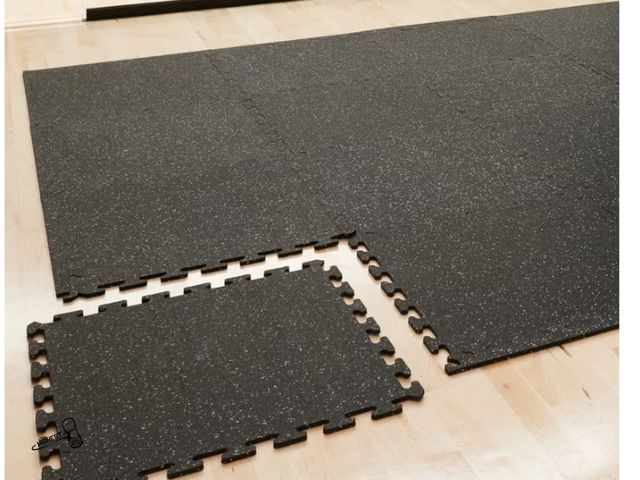 Lot 91-10419 - New MSRP $ 99.99 Matter Recycled Rubber Floor Tiles 30.72 sq. ft. HEAVY DUTY PACK OF 8 - Made-in-the...