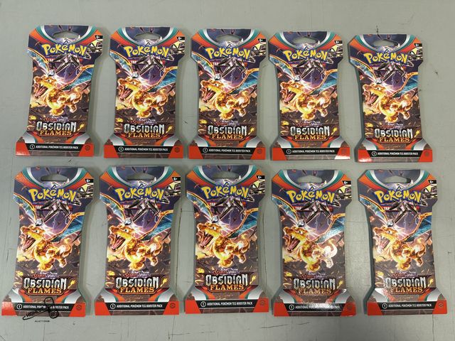 Lot 91-9589 - New IN PACKAGE 10PCK SCARLET &amp; VIOLET OBSIDIAN FLAMES POKEMON TRADING CARDS 2023