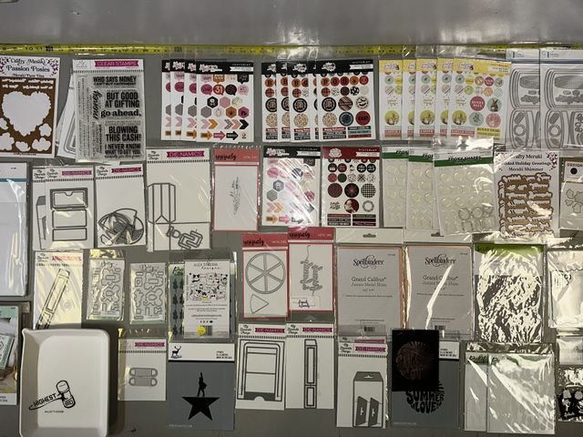 Lot 91-8386 - New TABLE FULL OF CRAFTING SUPPLIES &amp; MUCH MORE - CLLEAR STAMPS - METAL SHIMS FOR DIE CUTTING - ...