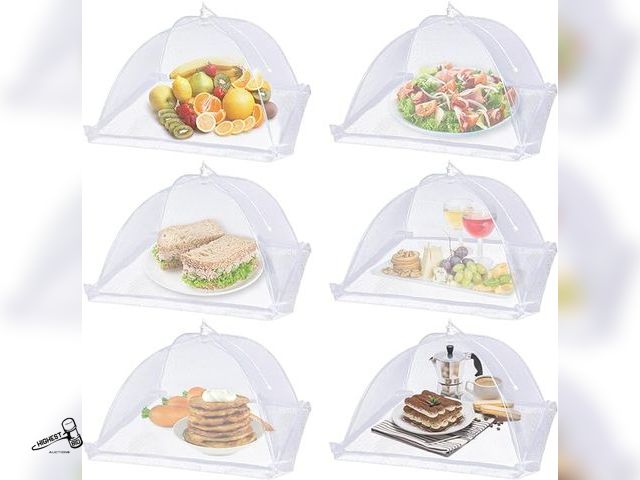 Lot 91-10194 - 150 Large Food Cover, Mesh Food Tent,17"x17",White Nylon Covers,Pop-Up Umbrella Screen Tents,Patio N...