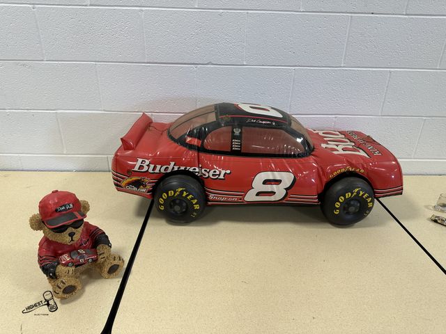 Lot 91-7000 - DALE EARNHARDT JR BUD RACING MONTE CARLO INFLATABLE RACE CAR WITH A DALE EARNHARDT JR RACING BEAR