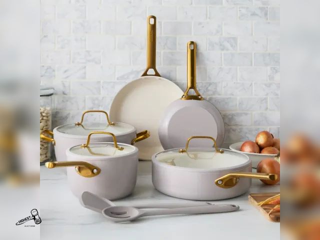 Lot 91-10169 - New MSRP $574.99 Reserve Pro Ceramic Nonstick 10-Piece Cookware Set | Oyster