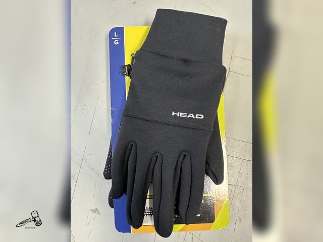 Lot 91-7323 - New HEAD - MEN'S TOUCHSCREEN RUNNING GLOVES - SIZE LARGE - TOUCHSCREEN COMPATIBLE - HIGH GRIP SILICO...