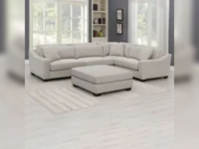 Lot 91-6525 - EVELYNNE FABRIC SECTIONAL WITH OTTOMAN - LOOSE REVERSIBLE FOAM SEAT CUSHIONS - LOOSE REVERSIBLE BACK...