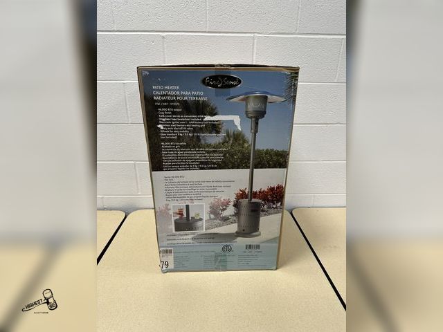 Lot 91-7482 - New FIRE SENSE PATIO HEATER - 46,000 BTU OUTPIT - GRAY FINISH - TANK COVER MAKES A GREAT DRINK TABLE...