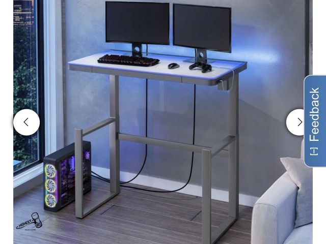 Lot 91-8808 - New MSRP$ 329.99 Tresanti Aurora 47” Adjustable Height Desk with LED Lighting - Height Adjustable Fr...