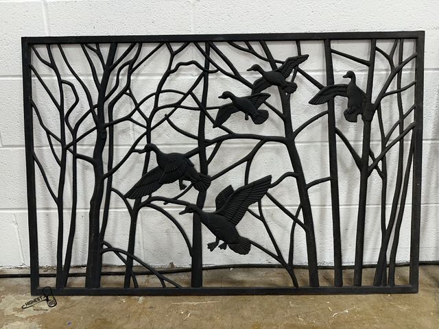Lot 91-8769 - PURE GLORY 44" x 29" DUCK CAST IRON RAILING PANEL - METAL WALL ART