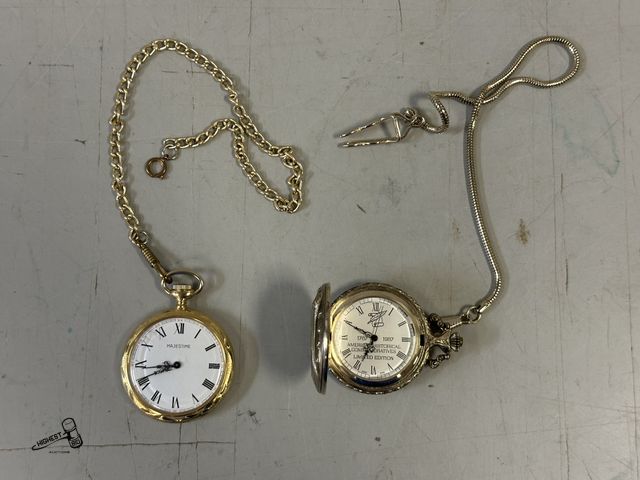 Lot 91-10415 - 2 POCKET WATCHES - MAJESTIME &amp; 200TH ANNIVERSARY U.S. CONSTITUTION WE THE PEOPLE 1787 - 1987