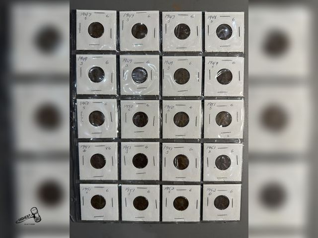 Lot 91-6541 - 20 U.S. WHEAT PENNIES - 1947S - 1947S - 1947S - 1948S - 1949S - 1949S - 1949S - 1949S - 1950S - 1950...