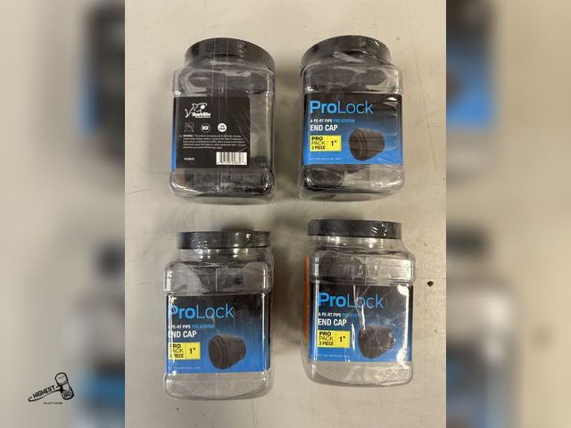 Lot 91-8156 - SHARK BITE PRO LOCK - 1" END CAP - 4 NEW CONTAINERS QTY 3 IN EACH