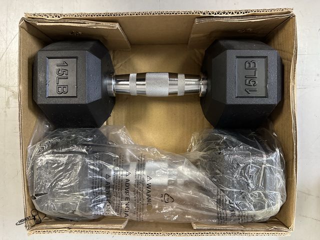 Lot 91-10452 - New 2 - 15 LB DUMBELLS