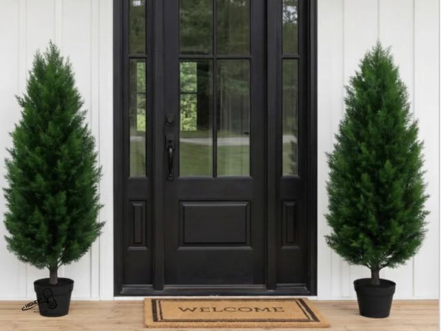 Lot 91-8746 - 4FT UV RESISTANT CEDAR TREE 2 PACK - NEW IN DAMAGED BOX