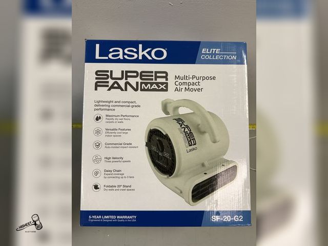 Lot 91-6227 - LASKO SUPER FAN MAX MULTI PURPOSE COMPACT AIR MOVER - HIGH VELOCITY FAN - 3 SPEED - 3 POSITION - FOL...