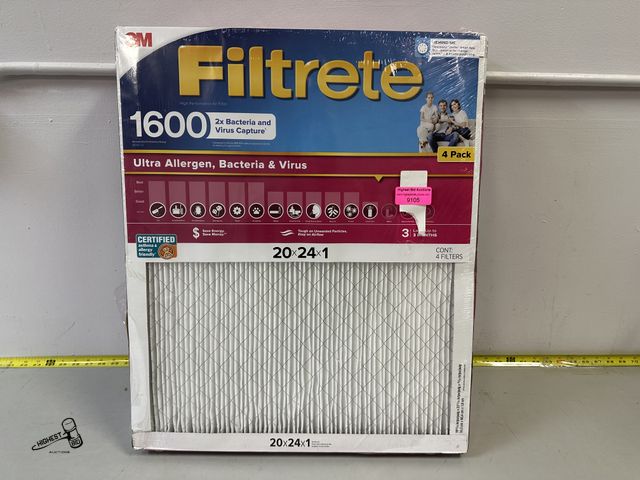 Lot 91-9105 - 20 X 24 X 1 3M FILTRETE 1600 - 4 PACK