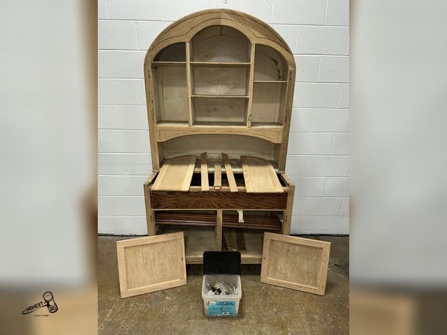 Lot 91-9040 - WOODEN HUTCH WOOD PROJECT INCLUDES NEW AND USED HARDWARE