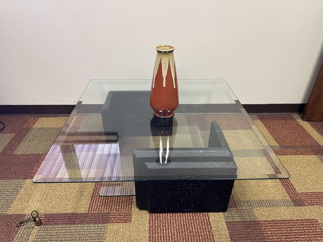 Lot 91-6846 - 38" GLASS COFFEE TABLE - 2 TIER - LOWER LEVEL IS 24" - 15" TALL