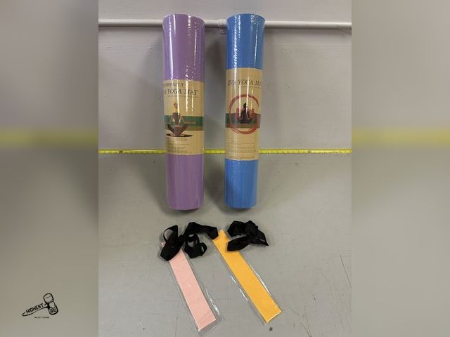 Lot 91-6355 - 2 ECO FRIENDLY EVA YOGA MATS - 100% LATEX FREE AND PVC FREE - 24" X 72" - HAS WASHING INSTRUCTIONS -...