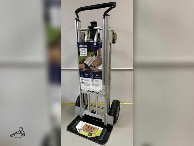 Lot 91-8634 - COSCO ALL IN 1 HAND TRUCK - 1000LB CART / 800LB UPRIGHT &amp; ASSIST CAPACITY - FLAT FREE TIRES - AL...