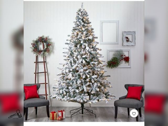 Lot 91-7489 - 10' Flocked Rock Springs Spruce Christmas Tree with 800 Lights - IN BOX - SOME PHOTOS ARE USED FOR D...