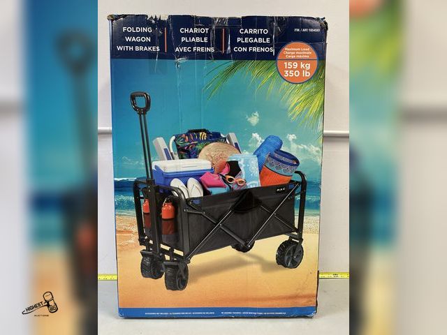 Lot 91-8561 - MAC SPORTS FOLDING WAGON WITH BRAKES HOLDS UP TO 350 LBS - EASY FOLD STEEL FRAME - ALL TERRAIN WHEEL...