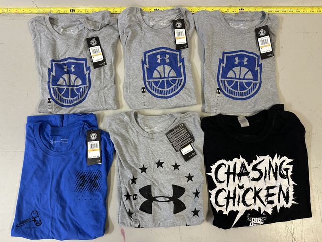 Lot 91-9692 - New 3 SMALL MENS GREY UNDER ARMOUR BASKETBALL SHIRTS, 1 SMALL MENS NEW GREY UNDER ARMOUR SHIRT WITH ...