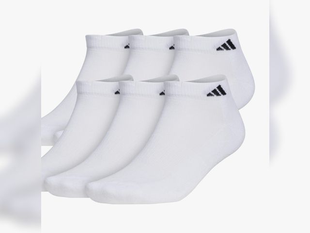 Lot 96-179047 - 4 Pairs adidas Men's Athletic Cushioned Low Cut Socks with Arch Compression for a Secure Fit (4-Pair...