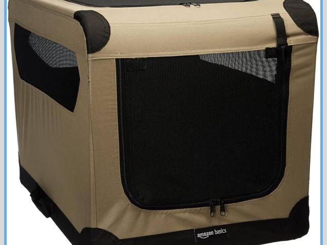 Lot 96-173878 - Amazon Basics 2-Door Portable Soft-Sided Folding Soft Dog Travel Crate Kennel, Medium (M 30" x 21" x...
