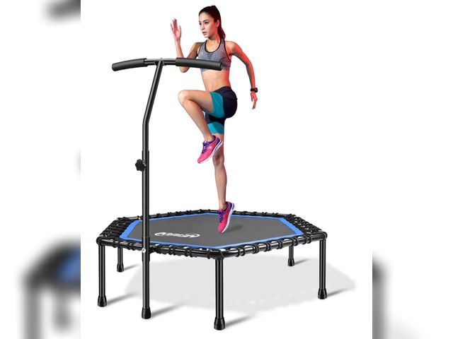 Lot 96-176197 - Newan 48'' Fitness Trampoline with Adjustable Handle Bar, Silent Trampoline Bungee Rebounder Jumping...