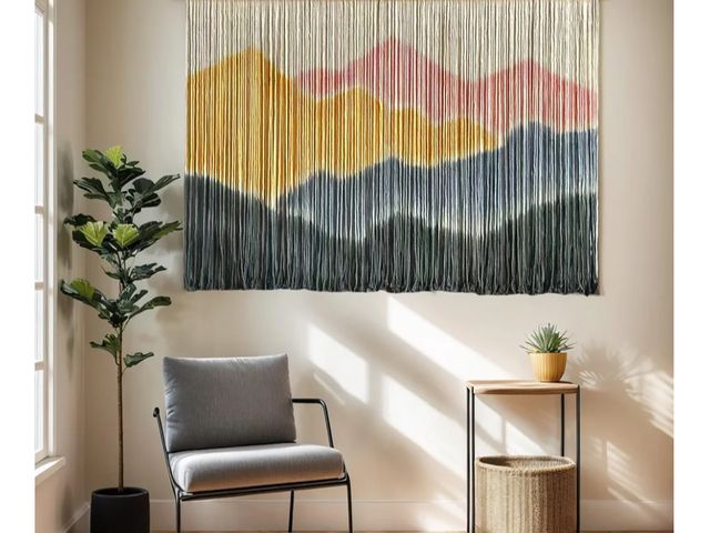 Lot 96-170186 - Sdjazl Woven Boho Macrame Wall Hanging Home Decor Tapestry Dip-Dyed Large Modern Fiber Colorful Moun...