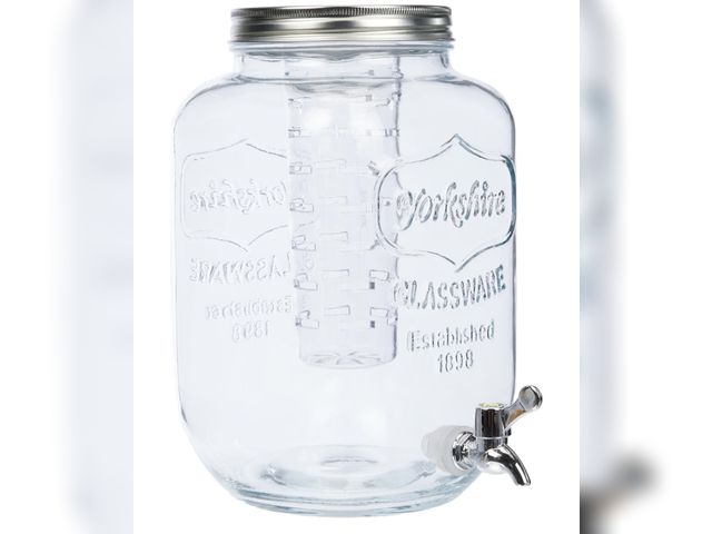 Lot 96-232710 - KitchenCraft Home Made Glass Drinks Dispenser Jar with Water Infuser, 7.5 litres-Transparent New