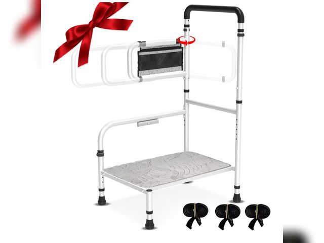 Lot 96-176006 - Bed Step Stool for Elderly/High Bed, 360 ° Anti Fall Armrest，Support 800 lbs, 8-Level Adjustable Hei...
