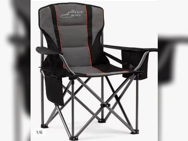 Lot 96-179596 - FAIR WIND Oversized Fully Padded Camping Chair with Lumbar Support, Heavy Duty Quad Fold Chair with ...