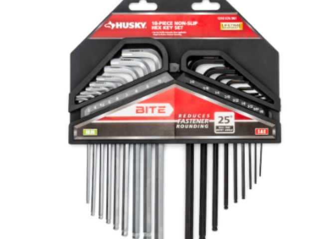 Lot 96-164909 - Husky BITE SAE/Metric Non-Slip Hex Key Set, Missing 5mm Hex Key