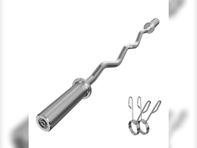 Lot 96-211591 - POWER GUIDANCE 2 Inch Curl Bar with Weights 47", 500LBS Weight Capacity Olympic EZ Curl Barbell for ...