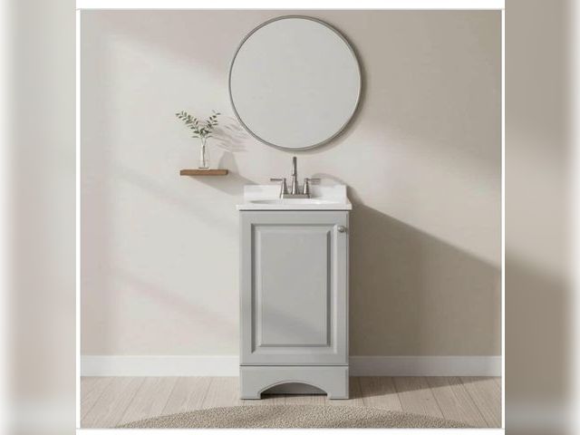 Lot 96-210898 - Glacier Bay 19 in. Single Sink Pearl Gray Bath Vanity with White Cultured Marble Top (Assembled) MSR...