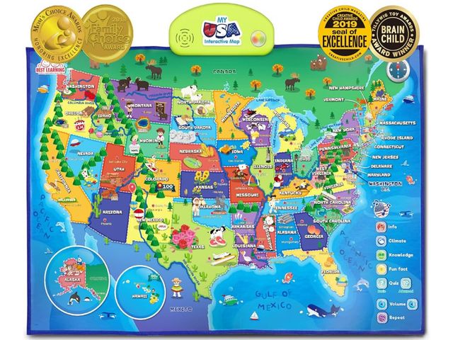 Lot 96-175911 - BEST LEARNING i-Poster My USA Interactive Map - Educational Talking Toy for Kids of Ages 5 to 12 Yea...