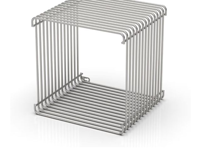 Lot 96-180986 - Square Geometry Retro Prime-Stainless Steel Linear, Iron Multi-Purpose Desktop Shelf (Silver) New