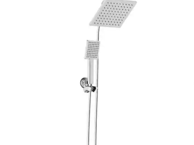 Lot 96-181802 - Glacier Bay Modern 1-Spray 7.9 in. Dual Tub Wall Mount Fixed and Handheld Shower Heads 1.8 GPM in Po...