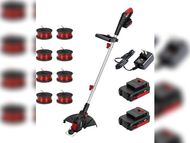 Lot 96-169320 - MZK 20V 12'' Cordless String Trimmer, Grass Trimmer&amp;Edger with 8 Replacement Spools, Battery Pow...