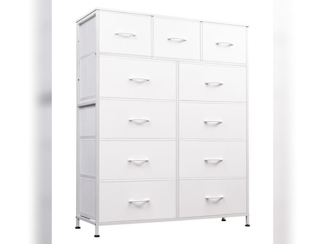 Lot 96-177443 - WLIVE Storage Organizer Unit with 11 Fabric Bins, Storage Drawers Organizer with Steel Frame, Tall S...