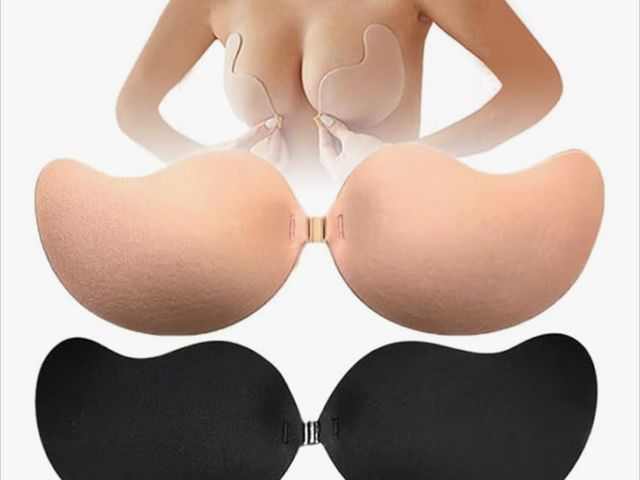 Lot 96-200851 - Adhesive Push-up Bra 2 Pack Beige and Black, New