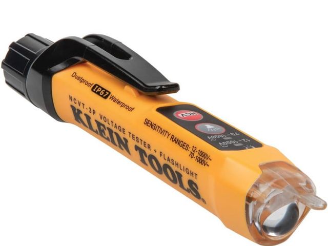 Lot 96-181946 - Klein Tools NCVT3P Dual Range Non Contact Voltage Tester, 12-1000V AC Pen, Flashlight, Audible and F...