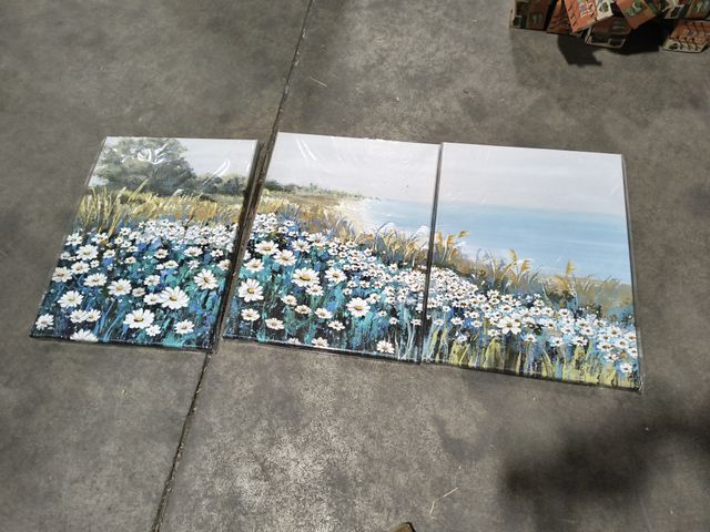 Lot 96-194534 - Conipit Beach Coastal Canvas Wall Art Floral Print Pictures For Living Room White Flowers Painting F...