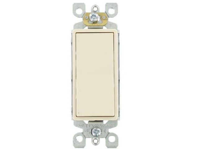 Lot 96-180228 - Leviton Decora 15 Amp Single-Pole AC
Quiet Switch, Light Almond (10- Pack) 5601-2TM
New