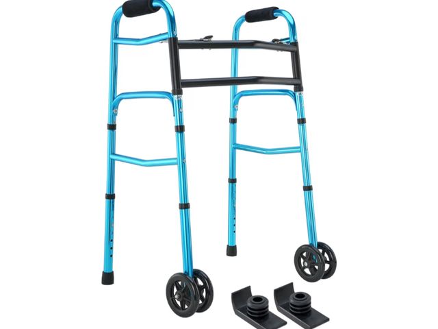 Lot 96-179189 - Bariatric Walker 500lb - OasisSpace Heavy Duty Folding Walker with 5" Wheels, Wide Base Support for ...